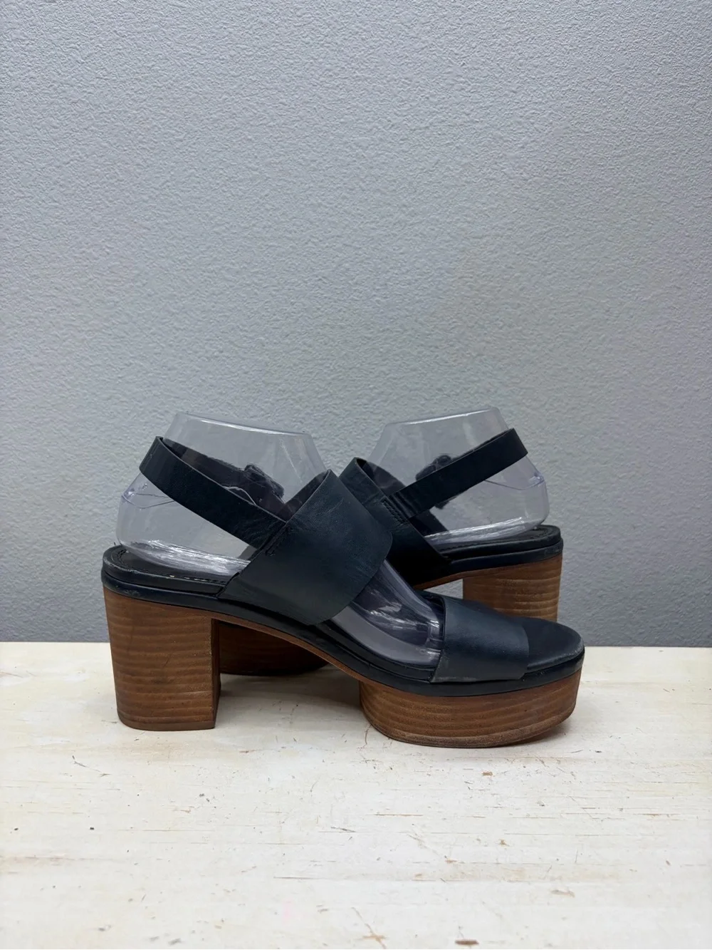 Tory Burch Blue Leather Solana Platform Sandals Size 10
